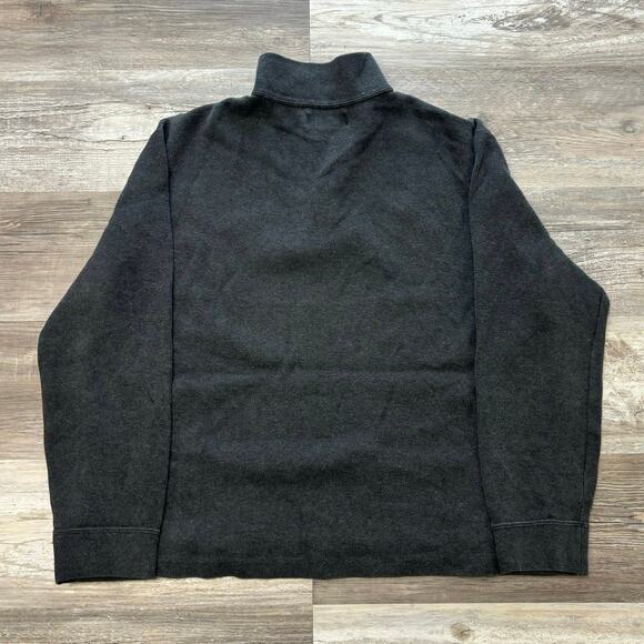 Vintage 90s Polo Ralph Lauren Charcoal Gray Men L Pony 1/4 Zip Mock Neck Sweater - Picture 3 of 8